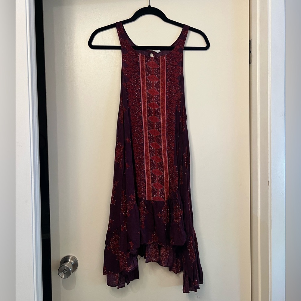 Free People Plum and Red Mini Dress